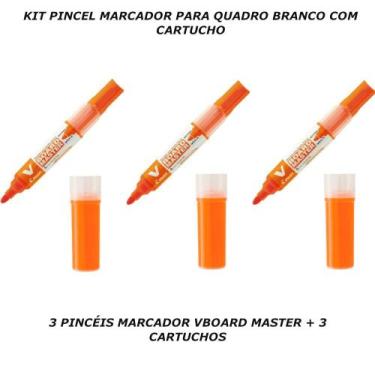 Imagem de Pincel marcador quadro branco 3 un com 3 cartuchos laranja kit - PILOT