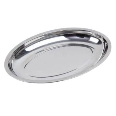 Imagem de Kit 6 Travessa Oval Inox Funda Parmegiana Arroz 30cm