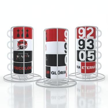 Imagem de Kit 4 Xícaras Café SPFC Libertadores 150ml Empilháveis C/ Suporte - oc