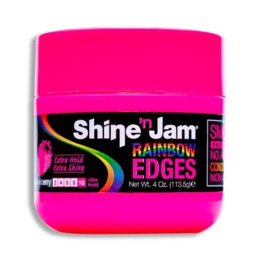 Imagem de Shine 'n Jam Ampro Rainbow Edges – Gel de cabelo encaracolado forte para mulheres – Gel modelador feminino – fortalece com proteína de seda – morango – 113 g