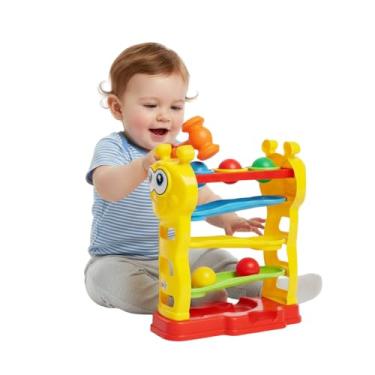 Imagem de Baby Peia Brinquedo de Bater com Martelinho e Bolinhas Brinquedo Educativo para Bebês e Crianças, com Pista de Rampa em Zig-Zag, Estimula a Coordenação Motora e Criatividade