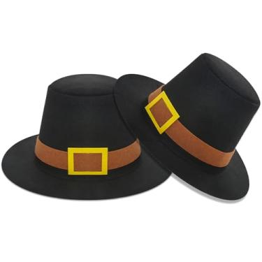 Imagem de Chapéu preto de feltro de peregrino de Ação de Graças, novidade de Ação de Graças, fantasia preta, para acessório de festa de Ação de Graças, Preto, G