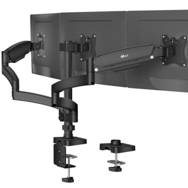 Imagem de WALI Suporte para monitor triplo, suporte de mesa para 3 monitores com braço de mola a gás premium para telas de até 27 polegadas, suporte para vários monitores com inclinação, rotação, orifícios de