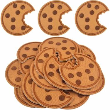Imagem de 25 peças de adesivos bordados de biscoito de chocolate com lascas de chocolate, aplique de bordado fofo, aplique de costura para roupas, chapéus, calças, sapatos, costura, artesanato, decoração