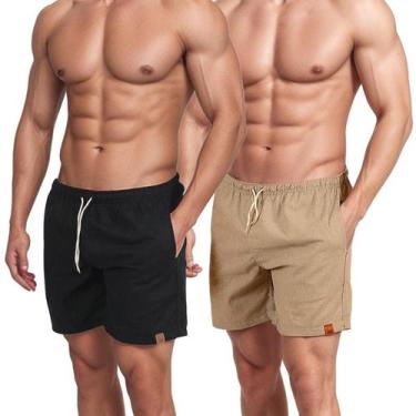 Imagem de Kit 2 Short De Linho Masculino Básico Mauricinho Premium Lavado De Alt