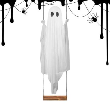 Imagem de Rrlihjgu Decorações De Fantasma Iluminadas, Decoração De Relvado Com Fantasma Oscilante, Decoracao Realista Para Halloween Para Portao Jardim Quintal Casa Assombrada Caminho Exterior Festa Varanda