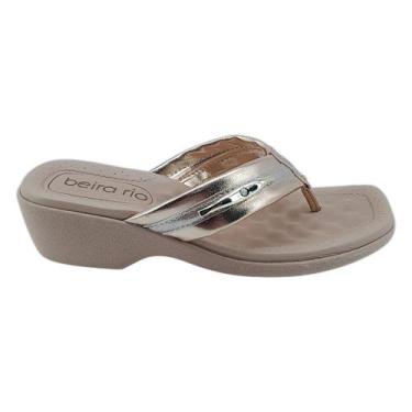 Imagem de Chinelo Beira Rio Feminino Dedo Ana Bela Baixo Conforto Leve, 37, Ouro