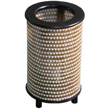 Imagem de Abajur Cilindrico Rustico Em Madeira E Fibra Para Sala Quarto Decoracao Com Cupula Artesanal(Marrom/fibra/dourada)