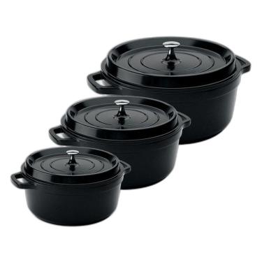 Imagem de Conjunto Caçarola Hercules Cerâmica Preto 2,4L + 4,3L + 6,8L