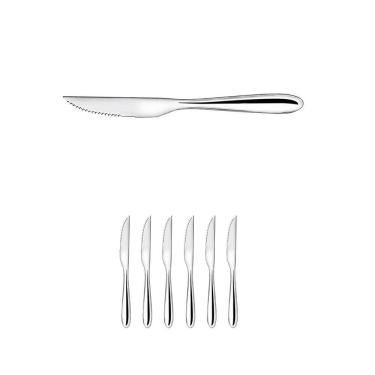 Imagem de Conjunto 6 Facas De Mesa Para Carne Churrasco Aço Inox 21Cm