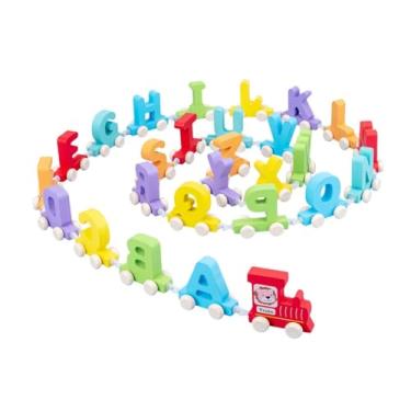 Imagem de MERIGLARE Conjunto de de madeira empilhamento criativo brinquedo educativo precoce dos desenhos animados tema alfabeto crianças crianças meninas meninos