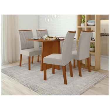 Imagem de Mesa de Jantar 4 Cadeiras Retangular Frassino Móveis Lopas Celebrare, 