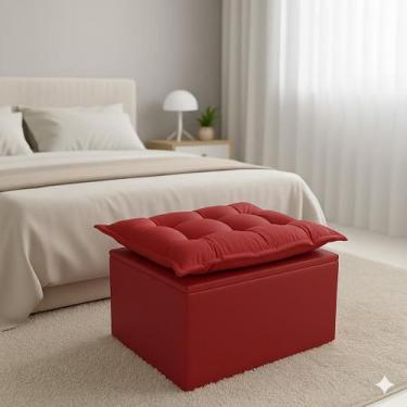 Imagem de Puff Baú Opala Decorativo Organizador Quarto e Sala, VERMELHO