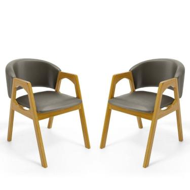 Imagem de Kit Com 2 Cadeiras Agatha Madeira Maciça Estofada Para Mesa De jantar