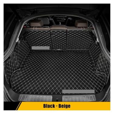 Imagem de Compatível com VW Touran L 5/6/7 lugares Auto Cobertura total Tapete de porta-malas Almofada protetora de carro Revestimento de carga Acessórios internos(Black-Beige,7-seat 2016-2018)