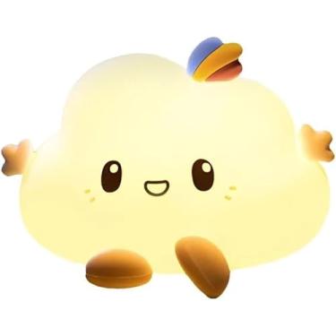 Imagem de Luminária Touch Nuvem LED RGB em Silicone Macio – Luz Noturna Infantil Decorativa, Recarga USB, Cores Ajustáveis, Conforto e Segurança para Crianças