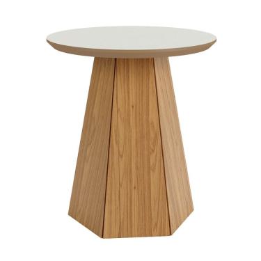 Imagem de Mesa de Apoio Base Hexagonal West D01 Off White/Freijó - Mpozenato
