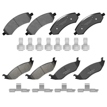 Imagem de YxpBrake Pastilhas de freio dianteiras traseiras de cerâmica com ferragens adequadas para Dodge Ram 1500 2006 2007 2008 2009 2010 2011 2012 2013 2014 2015 2016 2017 2018 2019 2020 2020 1 2020 2 2023