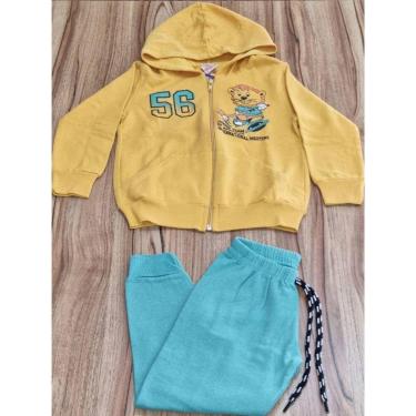 Imagem de Conjunto Infantil Masculino Inverno Com Capuz Amarelo Leãozinho 3-Masculino