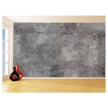 Imagem de Papel De Parede 3D Concreto Linhas Dourado Rose 3,5M Kkt252