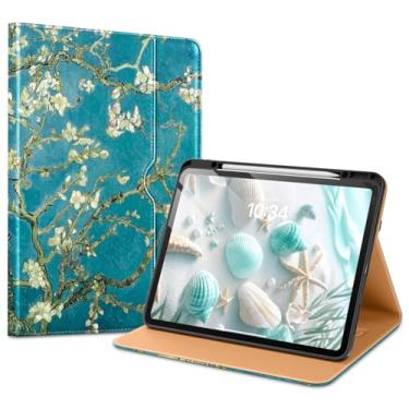 Imagem de VIKESI Capa para iPad Pro de 13 polegadas (M4) 2024, capa de couro com suporte para Apple Pencil, despertar/hibernar automaticamente, vários ângulos de visualização, alça de mão e bolso embutidos