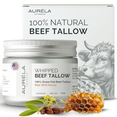 Imagem de Hidratante de sebo bovino - 100% alimentado com capim, sebo bovino batido para rosto e corpo - Fórmula orgânica e natural com mel e óleo de jojoba | Para pele seca e sensível - 59 ml