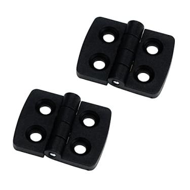 Imagem de Antrader Pacote com 2 dobradiças de porta pretas de 40 mm x 31 mm, 4 furos escareados de plástico de 180 graus