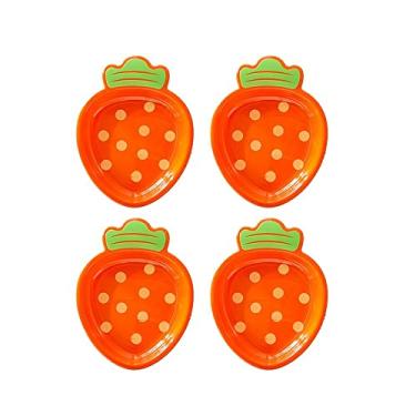 Imagem de Bandeja de lanche de 4 peças em forma de morango, mesa de lanches, frutas, doces, frutas, bandeja de lixo