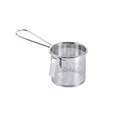 Imagem de Cesta de fritura de aço inoxidável 304 com filtro de frigideira, coador de alimentos, tela de vazamento de óleo, filtro de bolinho de macarrão, cesta de fritura profunda (escorredor redondo P)