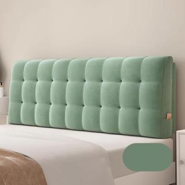 Imagem de Almofada De Cabeceira, Capa Protetora à Prova De Poeira De Veludo Holandês, Capa De Envoltório De Cabeceira Com Bolsos, Almofada De Leitura Para Cama, Green, 90 * 60 * 6cm(Straps)