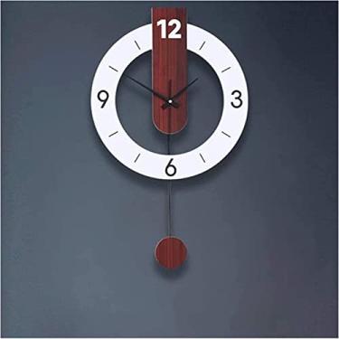 Imagem de LIFOND Relógio de parede de arte moderna relógio de parede grande relógio de olho criativo de metal relógios de parede de madeira nórdica decoração de casa sala de estar ideias de presente (B, 30 cm)