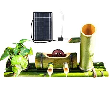 Imagem de Fonte de água solar com bomba, fonte de bambu natural, pátio externo, fontes de jardim ao ar livre, para tanques de peixes de lagoa interna, vasos de flores, 90 cm, criatividade (60 cm)