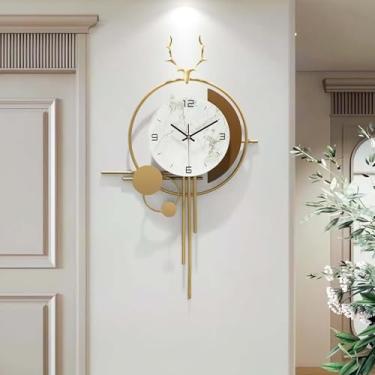 Imagem de YTHLZVBP Relógio de parede de arte moderna relógio de parede grande moderno decorativo relógio de parede, relógio digital de cabeça de veado operado por bateria para sala de estar, quarto, escritório