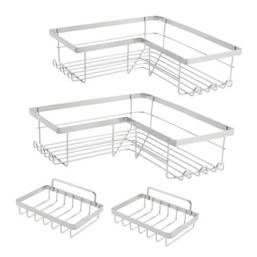 Imagem de Wealrit Prateleiras de chuveiro, organizador de armazenamento de banheiro, suporte de canto de chuveiro pendurado sobre a porta, suporte portátil de aço inoxidável, suporte de xampu para armazenamento