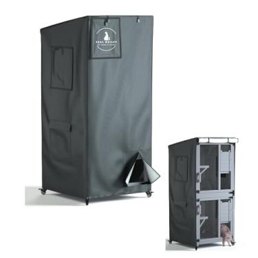 Imagem de Seal Bailey Capa Para Casa De Gato Ao Ar Livre, Grande Proteção Contra Poeira Cercados Gatos, Manta Chuva Resistente 600D Com Janela Visível, 100% À Prova D'Água, 32" Lxw 72" H-Cinza, Apenas