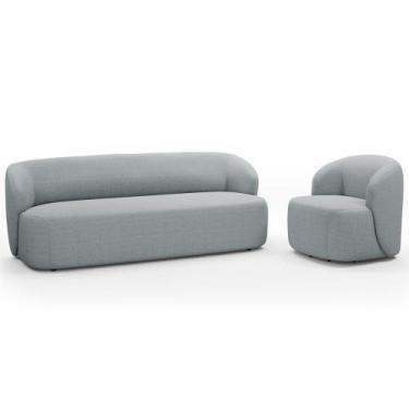 Imagem de Sofá 3 Lugares 205cm Com Poltrona Giratória Orgânica Heidy F04 Linho C