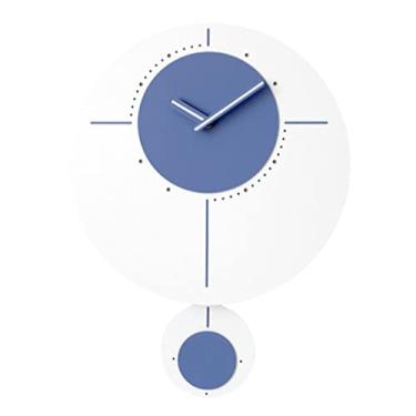 Imagem de WYUYIWH Relógio de parede estilo nórdico familiar sala de estar moda casa personalidade pêndulo relógio de parede criativo decoração de parede 38 cm/15 pol pendurar na parede (azul 38 cm/15 pol)