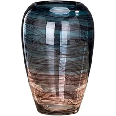 Imagem de CYYHGD Vasos decorativos vasos de vidro de cores criativas vasos leves de luxo modernos decoração de casa vasos requintados exibição de flores vasos (cinzento) ()
