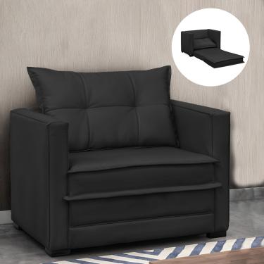 Imagem de Poltrona Cama Retrátil Solteiro Milenni Veludo Preto B03 - D'Rossi