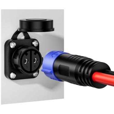 Imagem de Plugue de motor de pesca, receptáculo de 2 fios, calibre 8, 50A, 12 V/24 V/36 V/48 V para barco marítimo Minn Kota, macho e fêmea, conexão rápida à prova d'água