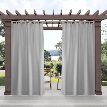Imagem de Exclusive Home Curtains EH8402-01 2-120V Par de painéis de cortina de cabana para ambientes internos/externos, 137 x 300, cinza nuvem