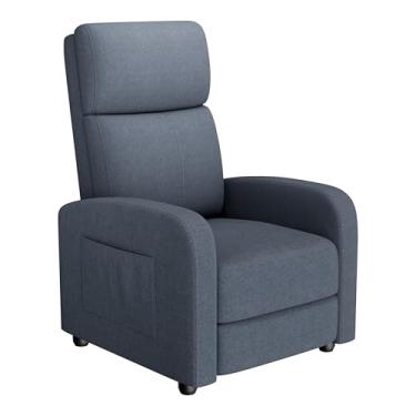 Imagem de GarveeHome Cadeira reclinável para adultos, poltrona reclinável preguiçosa, ergonômica, ajustável, com bolso lateral, encosto alto, braços largos e assento acolchoado, assentos de home theater para