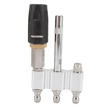 Imagem de Fafeicy Bico Giratório M5, Ponta de Lavadora de Pressão de Conexão Rápida de 1/4 pol. 3-7 GPM Com Spray Ajustável 3 Em 1, Bico de Longo Alcance de Aço Inoxidável e Latão para Limpeza de Alto Alcance