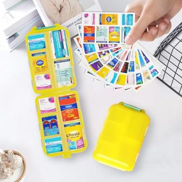 Imagem de Organizador de comprimidos de 10 compartimentos com etiquetas – Caixa portátil de comprimidos de viagem para vitaminas e medicamentos | dobrável, à prova d'água, sem BPA | manhã/tarde/noite