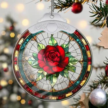 Imagem de Enfeites de Natal de cristal rosa, enfeites de árvore de Natal feitos à mão, decoração de carro e casa - presentes de Natal, decoração de artesanato em acrílico, ideias de troca de presentes para