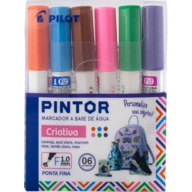 Imagem de PINTOR Canetas Marcadoras Coloridas, Conjunto com 6 Cores Criativas, Ponta Fina 1mm, para Escrita e Desenho