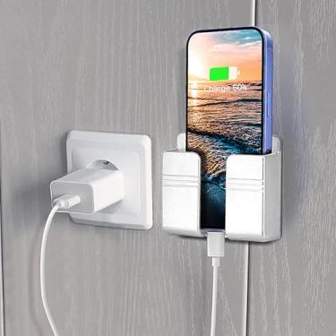 Imagem de Suporte de parede e chuveiro para celular – Suporte de telefone à prova d'água com suporte autoadesivo forte, suporte de parede mãos livres para banheiro, cozinha e academia (branco, 3 peças)