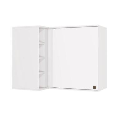Imagem de Armário Aéreo De Canto Reto Celeste Mdf 1 Porta 4 Nichos - KAPPESBERG