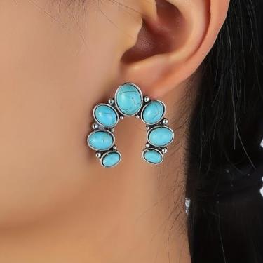 Imagem de Brincos femininos com pingente turquesa boho chique, ideia de presente leve, acessório ocidental