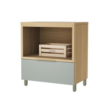 Imagem de Balcão Forno 1 Gaveta Com Caixa Organizadora 80cm 100% Mdf Marquesa Nature/verde Nesher